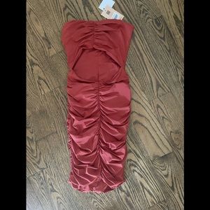 Strapless ruched dress